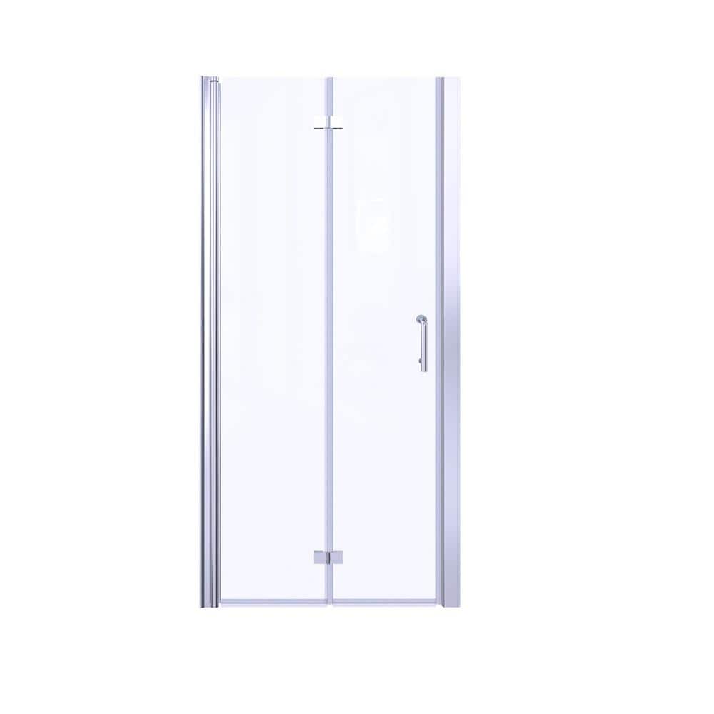 Boosicavelly 36 in. W x 72 in. H Bifold Semi-Frameless Shower Door in Chrome Finish with Clear Glass