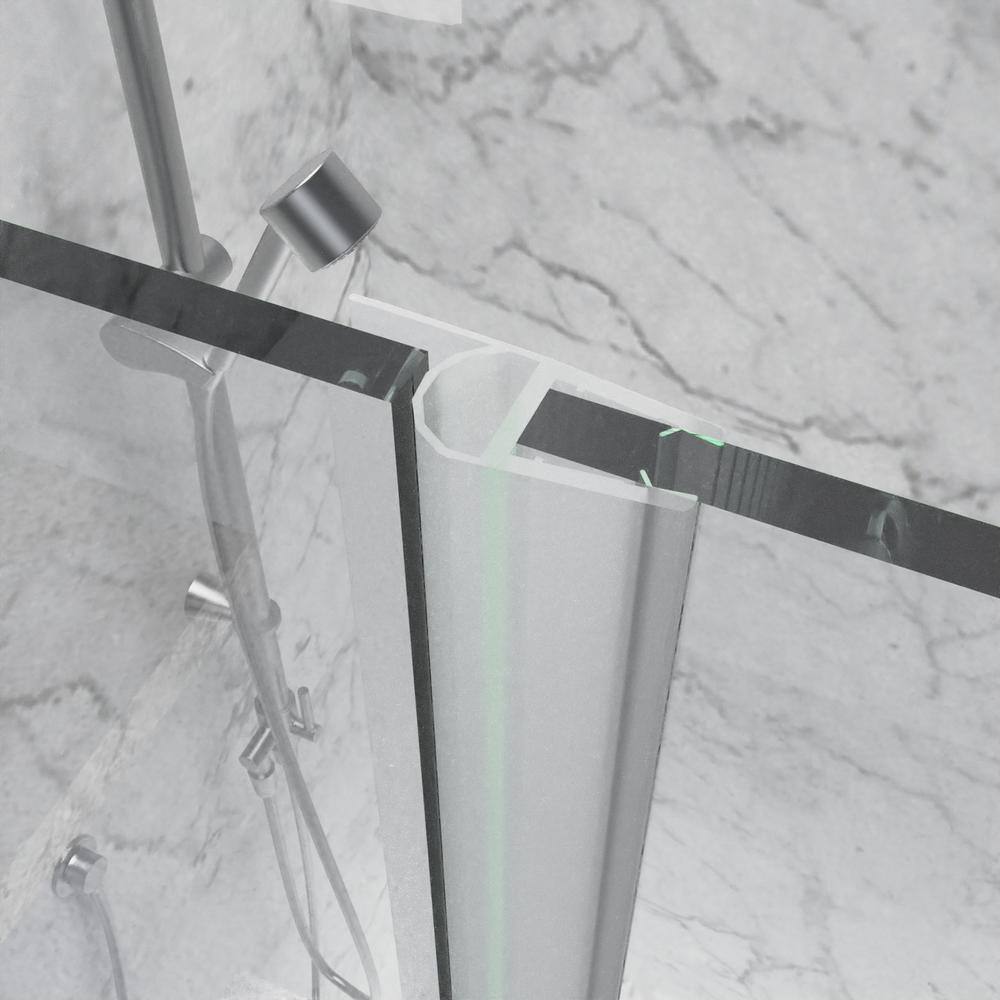 Boosicavelly 36 in. W x 72 in. H Bifold Semi-Frameless Shower Door in Chrome Finish with Clear Glass
