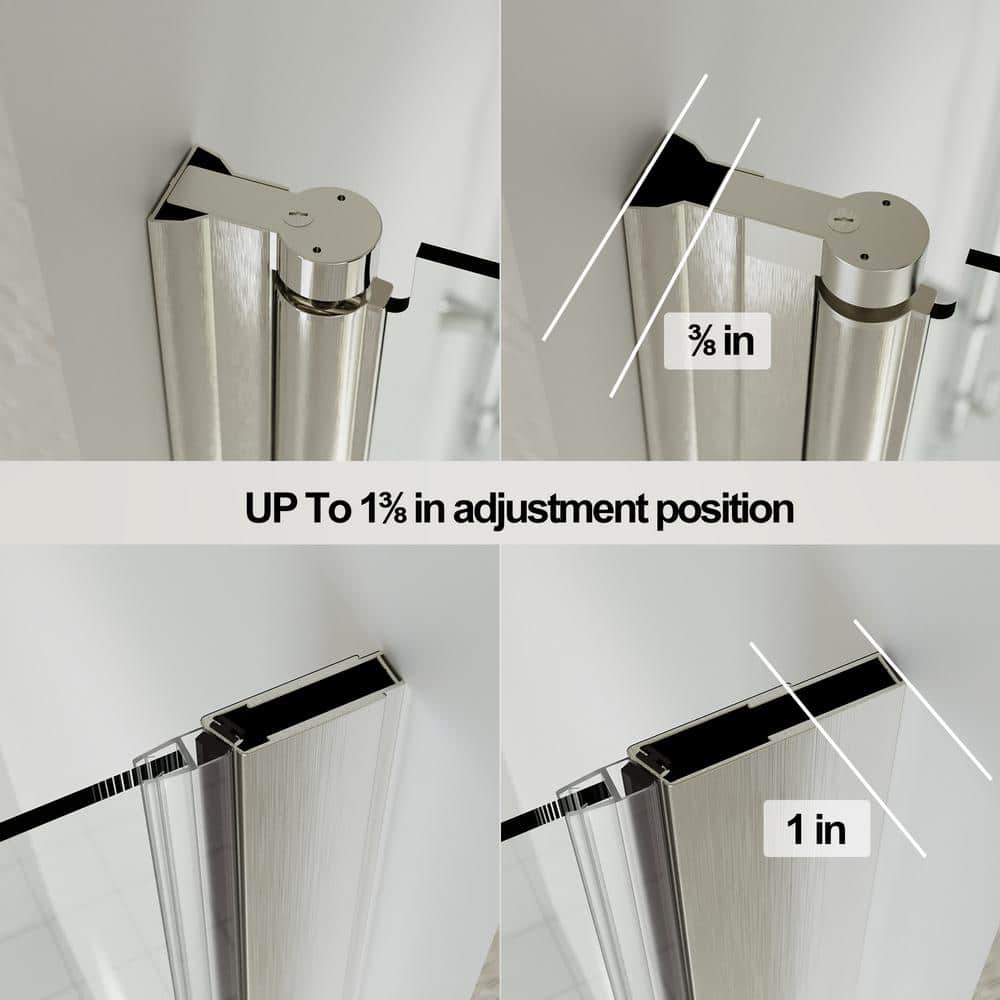 Boosicavelly 32 in. W x72 in. H Semi-Frameless Pivot Shower Door in Brushed Nickel with Clear Glass