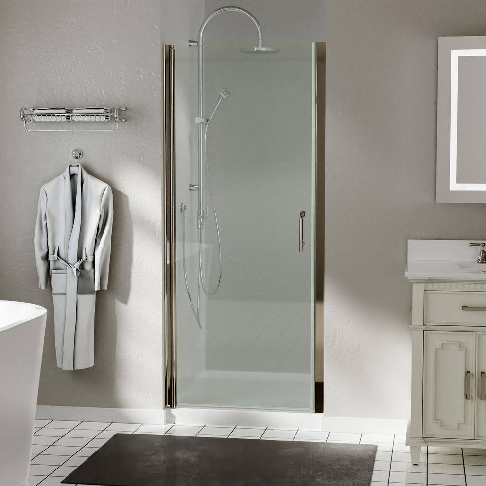 Boosicavelly 32 in. W x72 in. H Semi-Frameless Pivot Shower Door in Brushed Nickel with Clear Glass