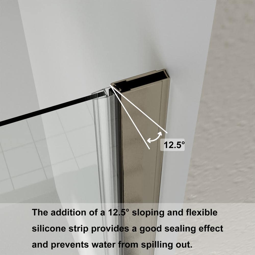 Boosicavelly 32 in. W x72 in. H Semi-Frameless Pivot Shower Door in Brushed Nickel with Clear Glass