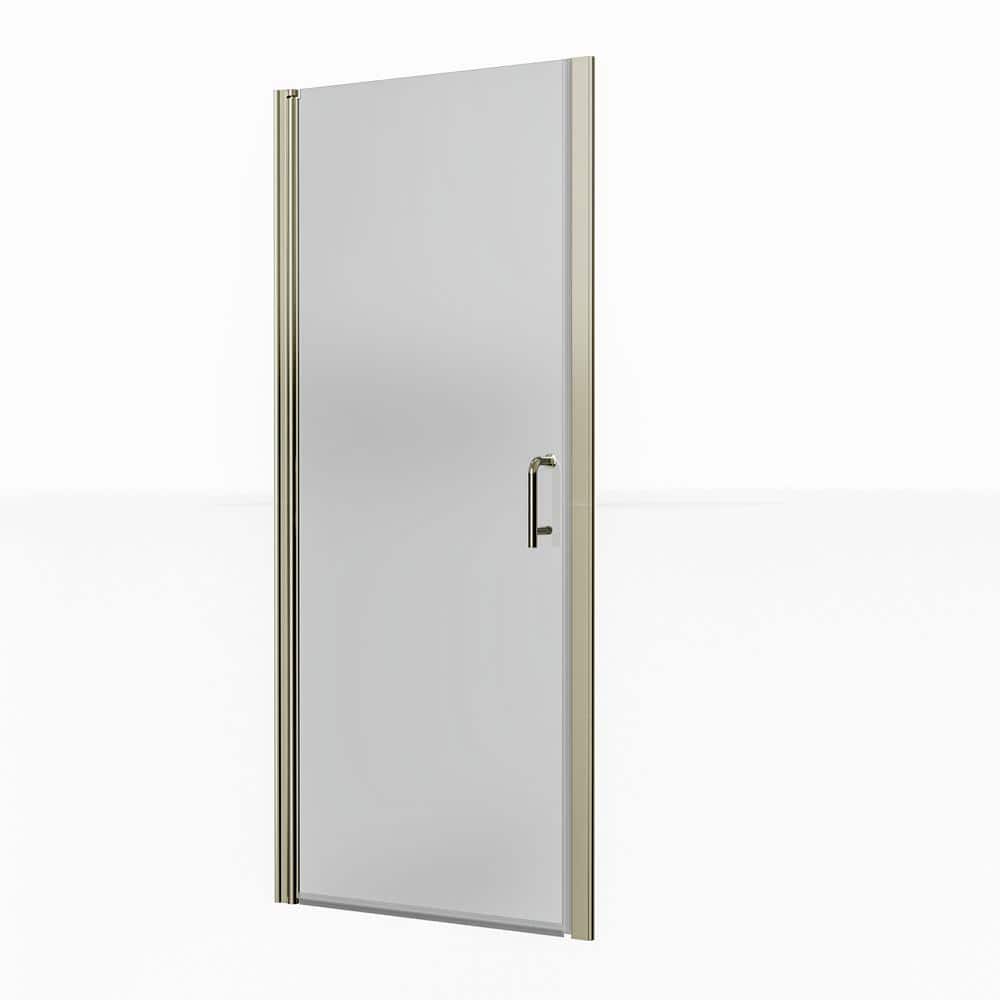 Boosicavelly 32 in. W x72 in. H Semi-Frameless Pivot Shower Door in Brushed Nickel with Clear Glass