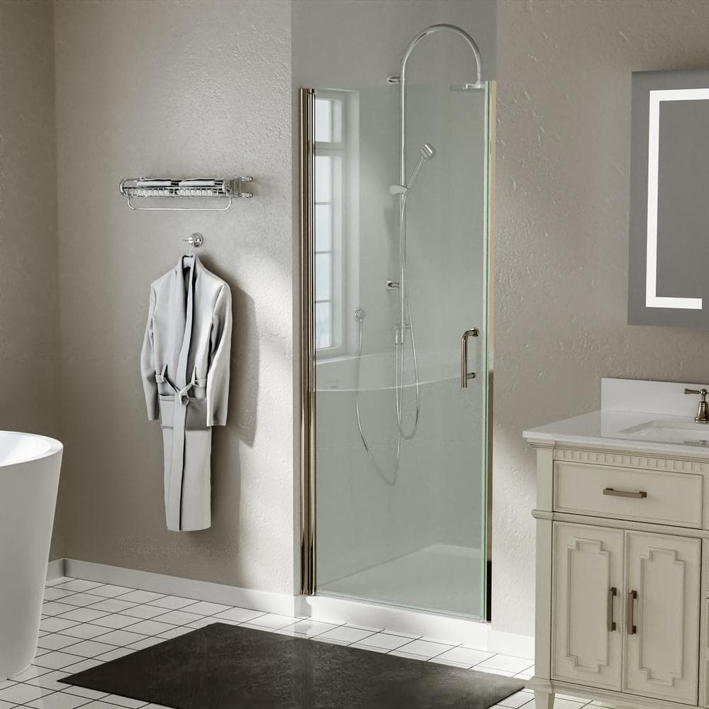 Boosicavelly 32 in. W x72 in. H Semi-Frameless Pivot Shower Door in Brushed Nickel with Clear Glass