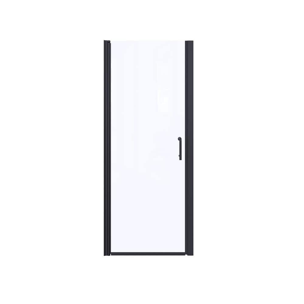 Boosicavelly 32 In. W x 72 In. H Pivot Semi-Frameless Shower Door in Matte Black with Clear Glass