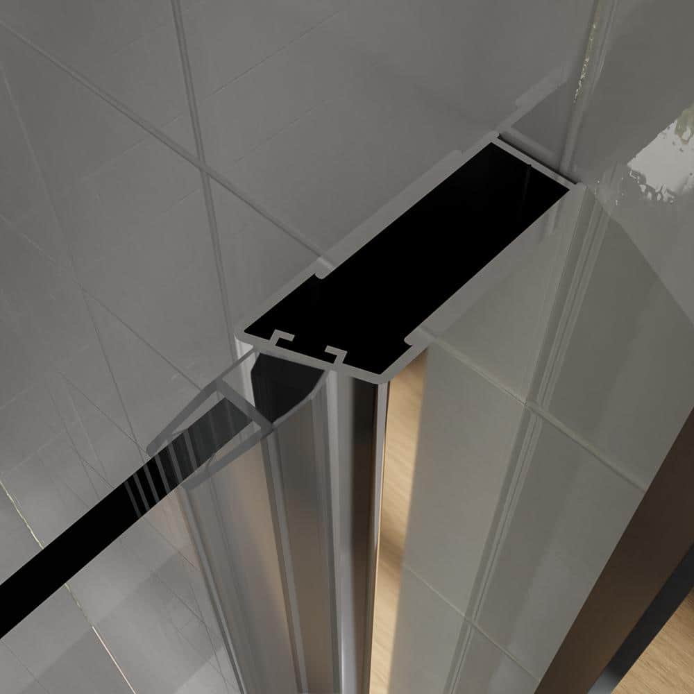 Boosicavelly 34 In. W x 72 In. H Pivot Semi-Frameless Pivot Shower Door in Chrome with Clear Glass