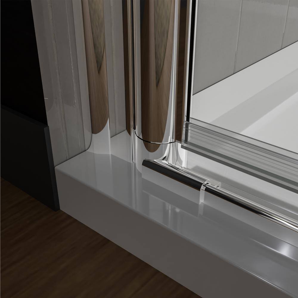 Boosicavelly 34 In. W x 72 In. H Pivot Semi-Frameless Pivot Shower Door in Chrome with Clear Glass