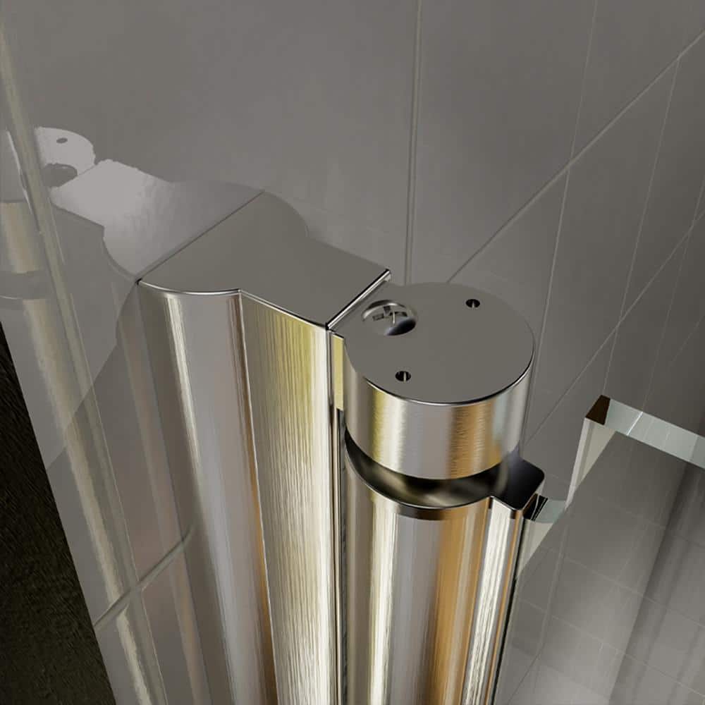 Boosicavelly 36 in. W x 72 in. H Pivot Semi-Frameless Shower Door in Brushed Finish with Clear Glass