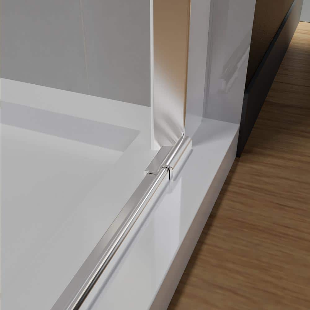 Boosicavelly 36 In. W x 72 In. H Pivot Semi-Frameless Shower Door in Chrome with Clear Glass
