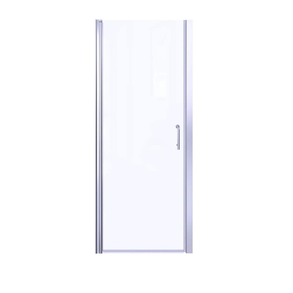 Boosicavelly 36 In. W x 72 In. H Pivot Semi-Frameless Shower Door in Chrome with Clear Glass