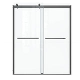 Boosicavelly 60 in. W x 74 in. H Sliding Semi-Frameless Shower Door in Matte Black Finish with Tempered Glass