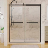 Boosicavelly 60 in. W x 74 in. H Sliding Semi-Frameless Shower Door in Matte Black Finish with Tempered Glass