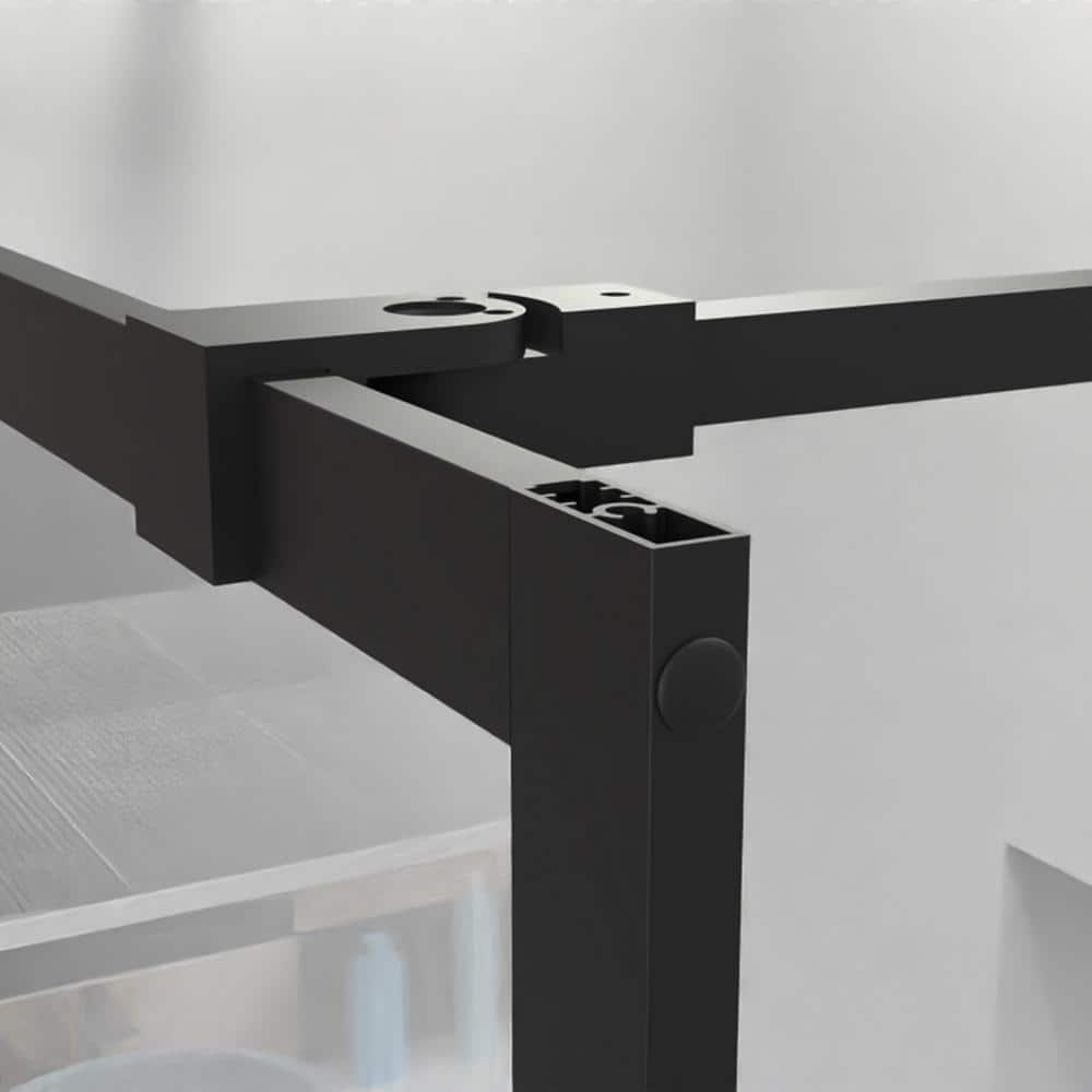 Boosicavelly Fixed Framed Shower Door in Black Finish with Tempered Glass 34 in. W x 72 in. H