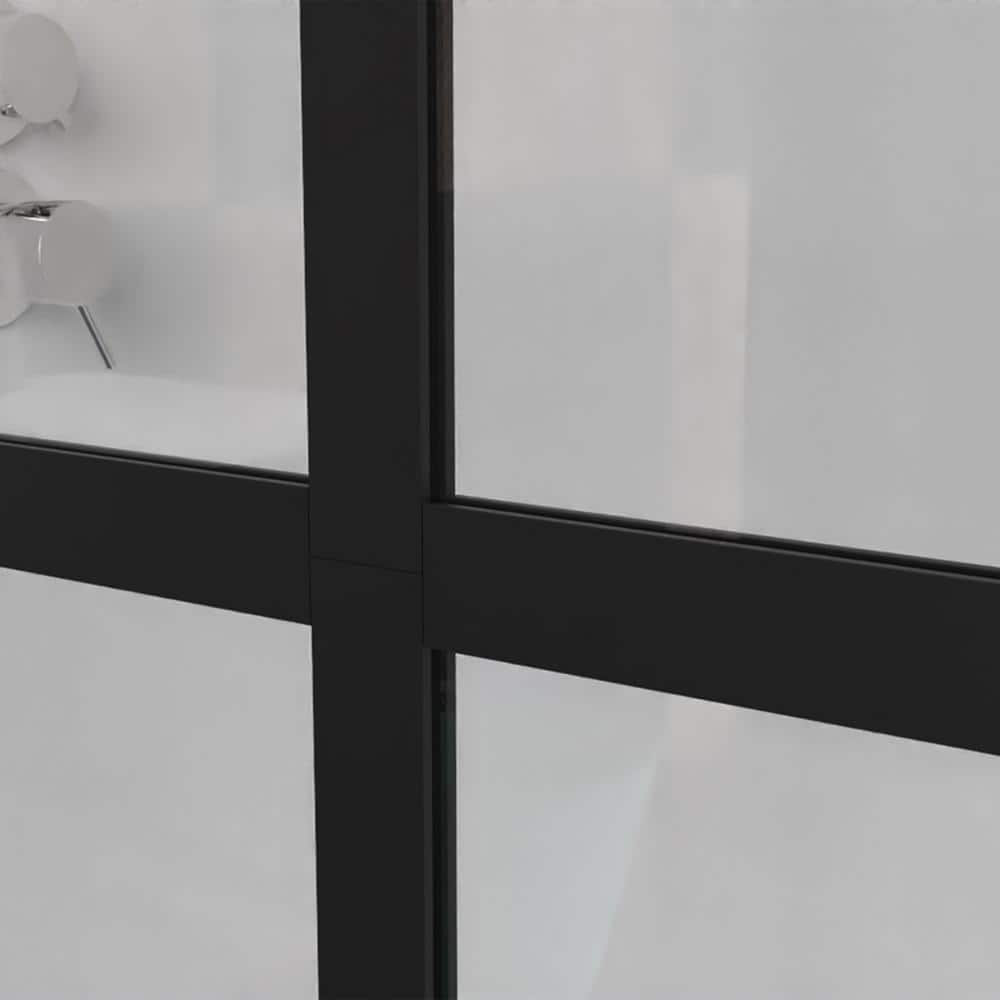 Boosicavelly Fixed Framed Shower Door in Black Finish with Tempered Glass 34 in. W x 72 in. H