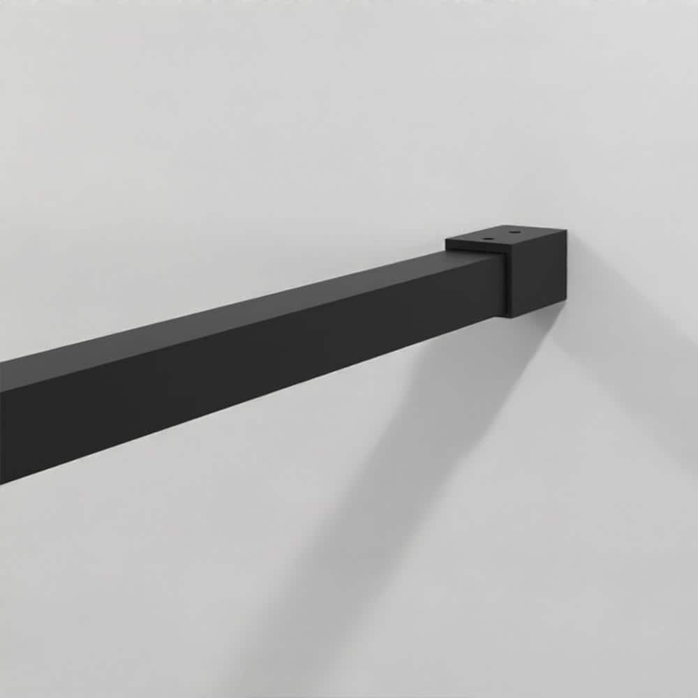 Boosicavelly 46 in. W x 72 in. H Fixed Framed Shower Door in Black Finish with Tempered Glass