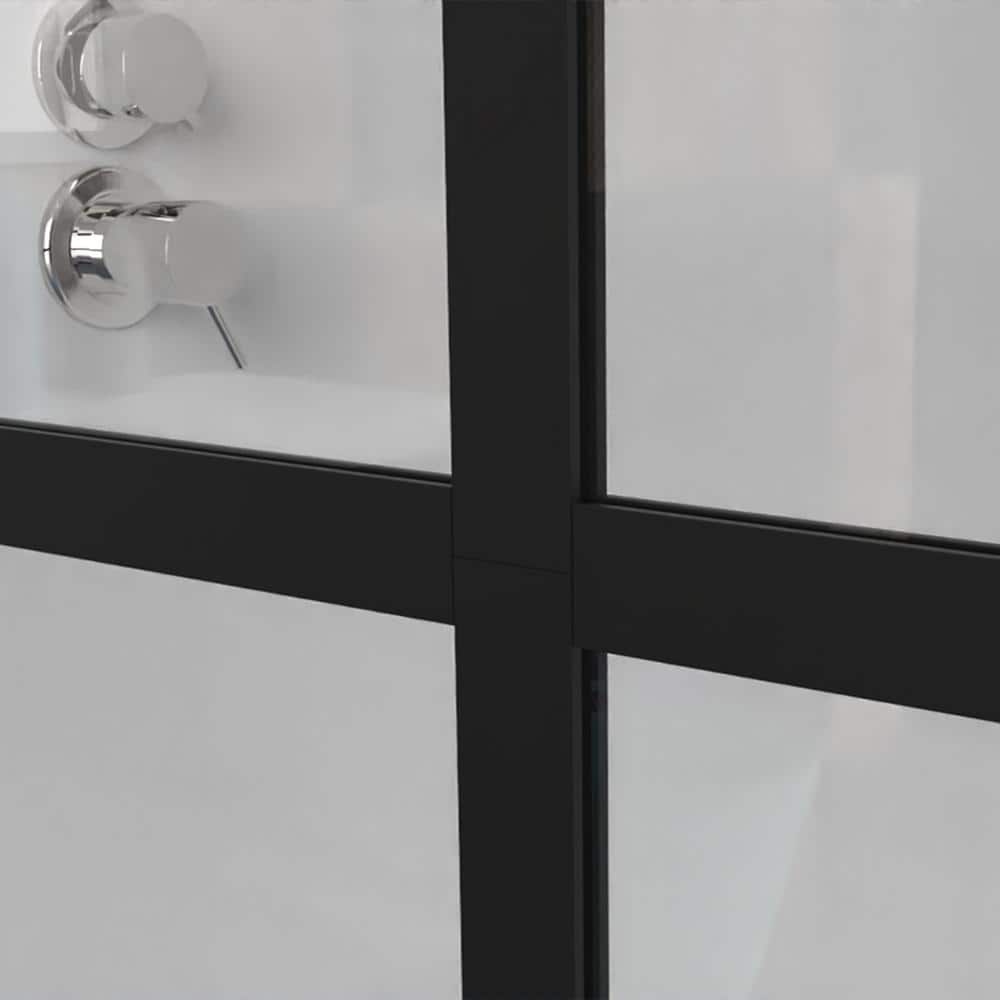Boosicavelly 46 in. W x 72 in. H Fixed Framed Shower Door in Black Finish with Tempered Glass