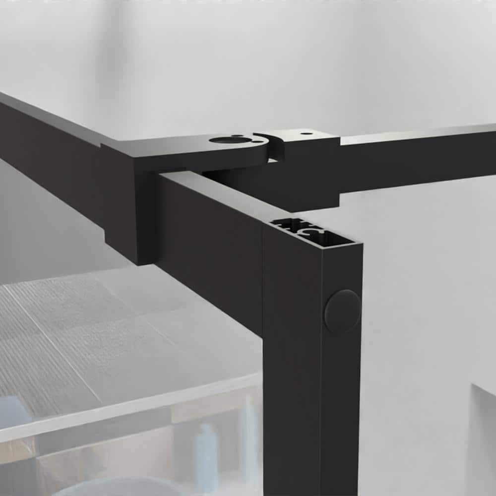 Boosicavelly 46 in. W x 72 in. H Fixed Framed Shower Door in Black Finish with Tempered Glass
