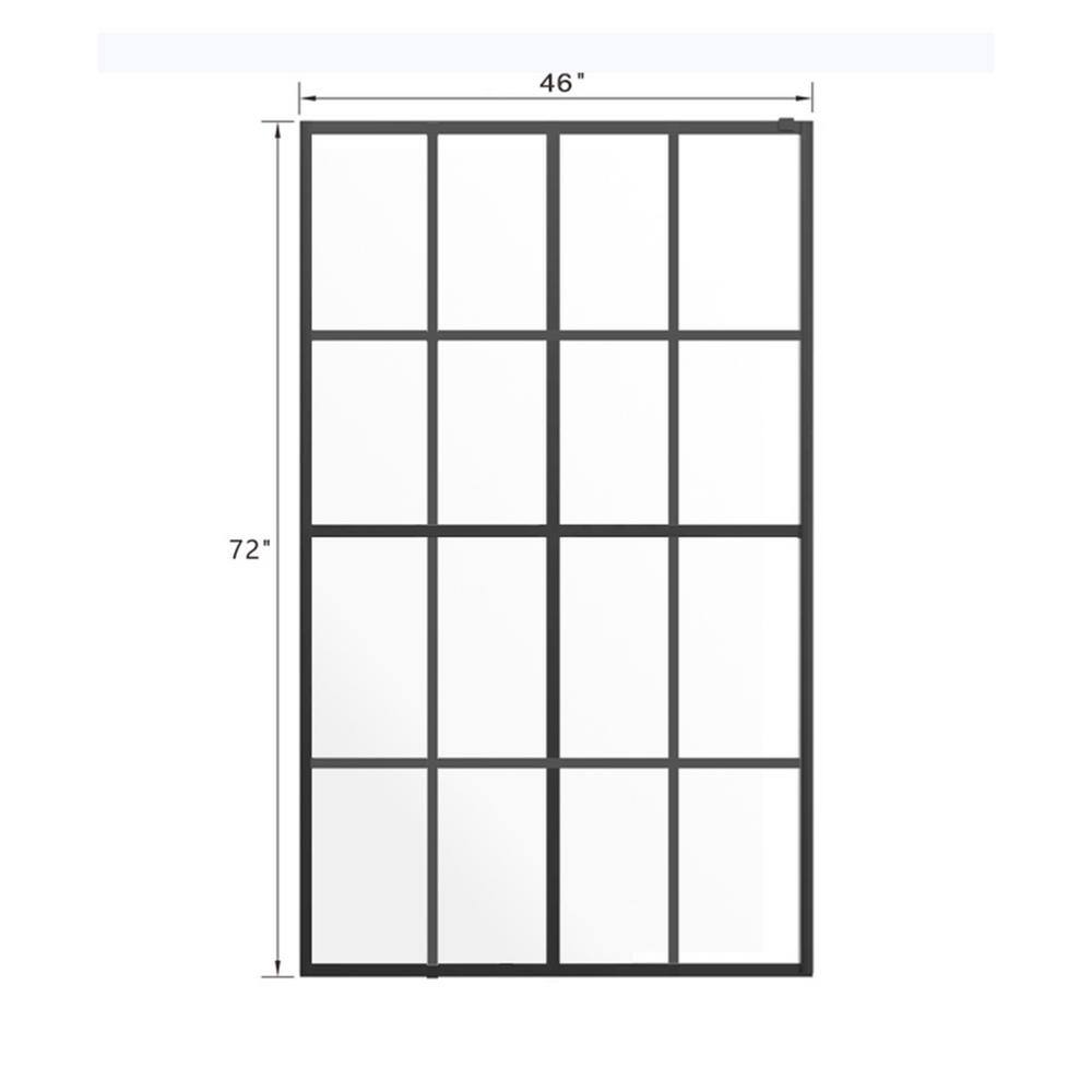Boosicavelly 46 in. W x 72 in. H Fixed Framed Shower Door in Black Finish with Tempered Glass