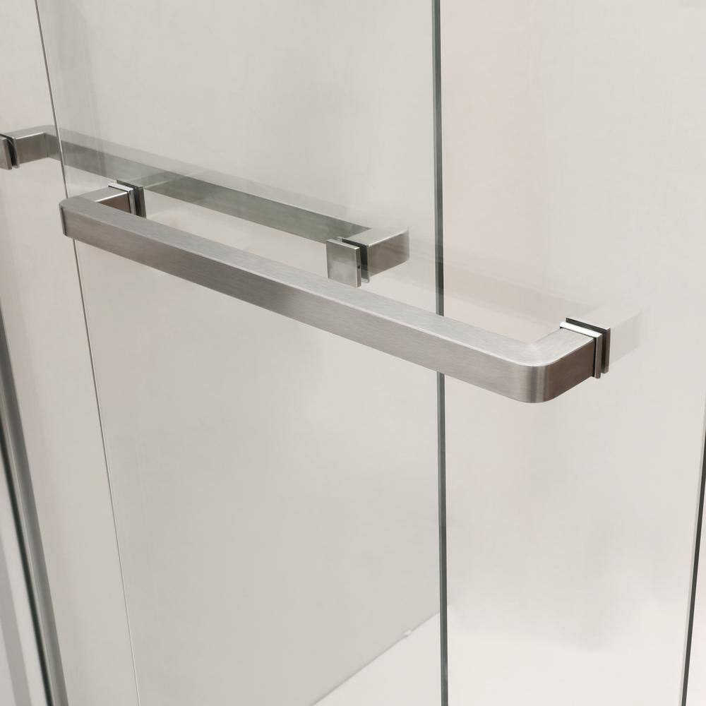Boosicavelly 50 in. W x 76 in. H Double Sliding Semi-Frameless Shower Door in Brushed Nickel Finish with Glass