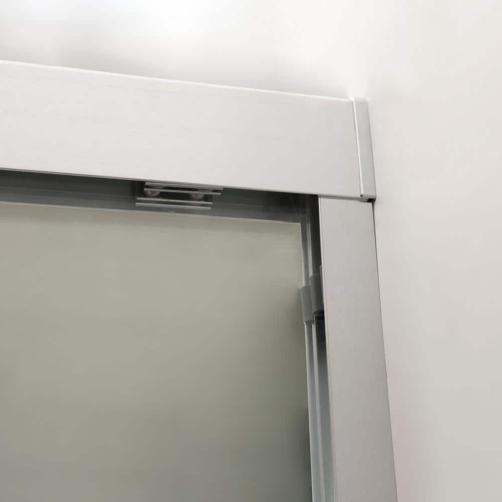 Boosicavelly 50 in. W x 76 in. H Double Sliding Semi-Frameless Shower Door in Brushed Nickel Finish with Glass