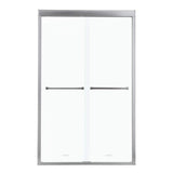 Boosicavelly 50 in. W x 76 in. H Double Sliding Semi-Frameless Shower Door in Brushed Nickel Finish with Glass