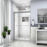 Boosicavelly 50 in. W x 76 in. H Double Sliding Semi-Frameless Shower Door in Brushed Nickel Finish with Glass