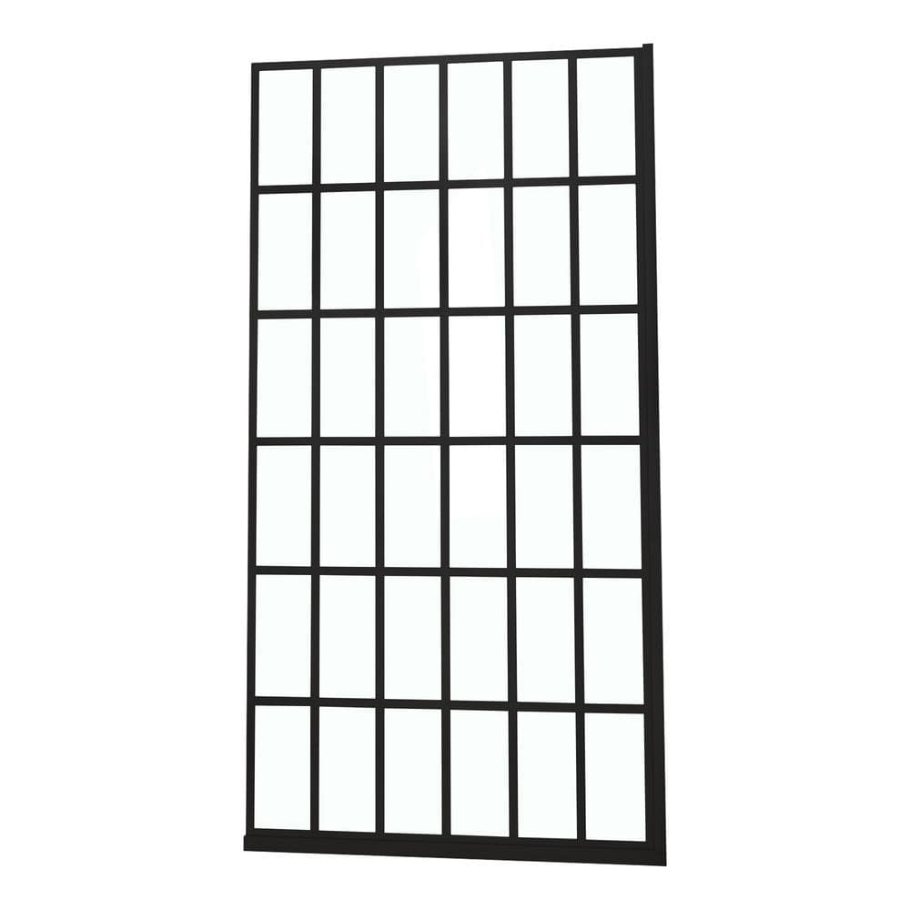 Boosicavelly 38.5 in. W x 72 in. H Fixed Framed Shower Door in Matte Black with Tempered Glass