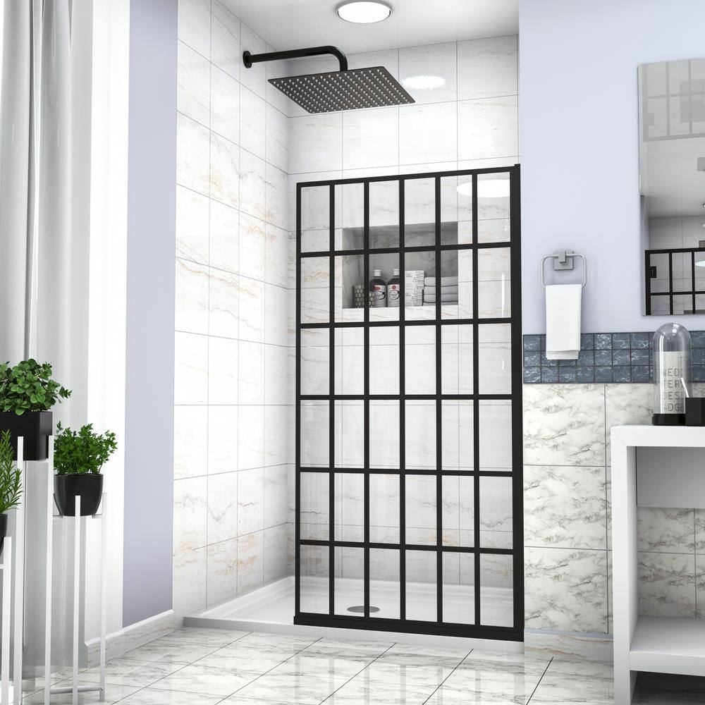 Boosicavelly 38.5 in. W x 72 in. H Fixed Framed Shower Door in Matte Black with Tempered Glass