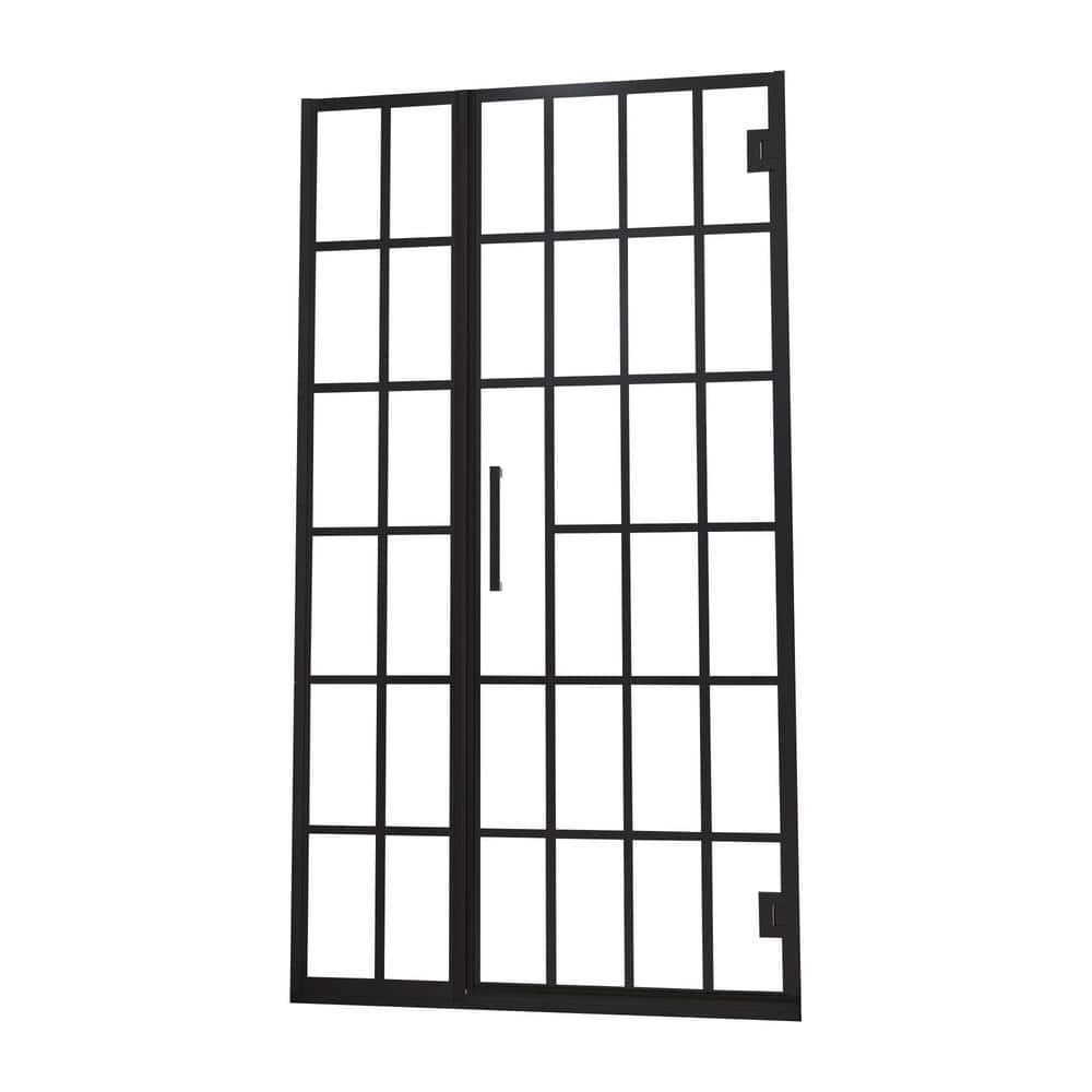 Boosicavelly 41 in. W x 72 in. H Pivot Framed Shower Door in Matte Black Finish with Tempered Glass