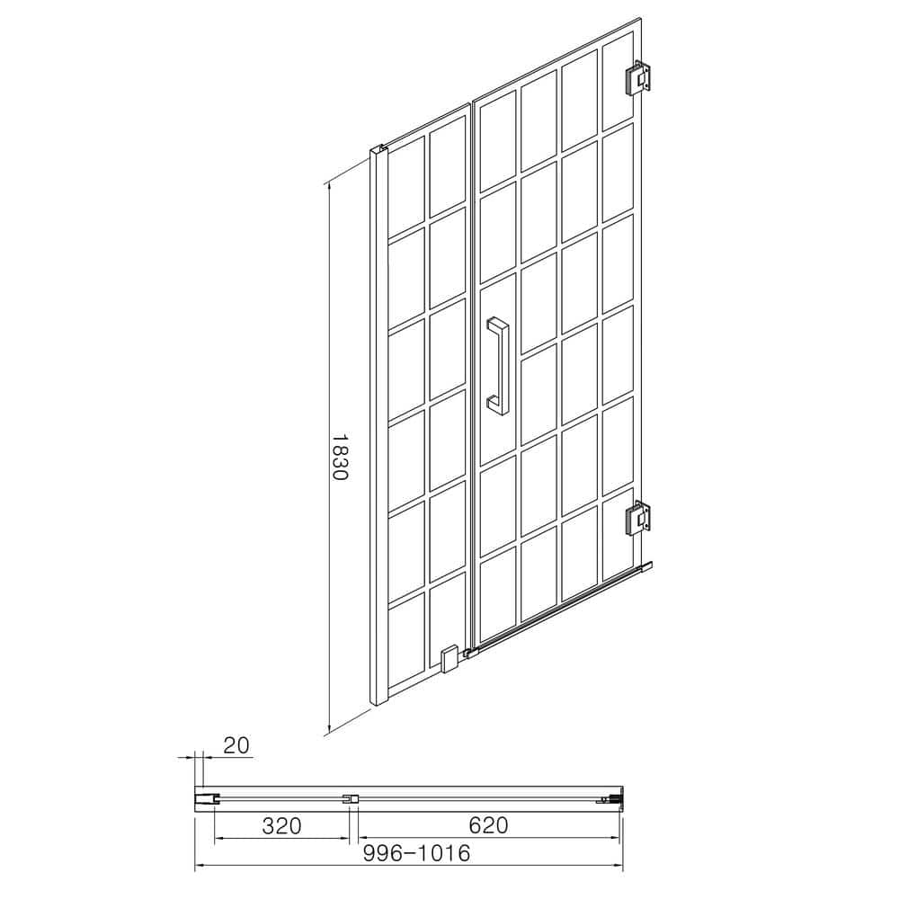 Boosicavelly 41 in. W x 72 in. H Pivot Framed Shower Door in Matte Black Finish with Tempered Glass