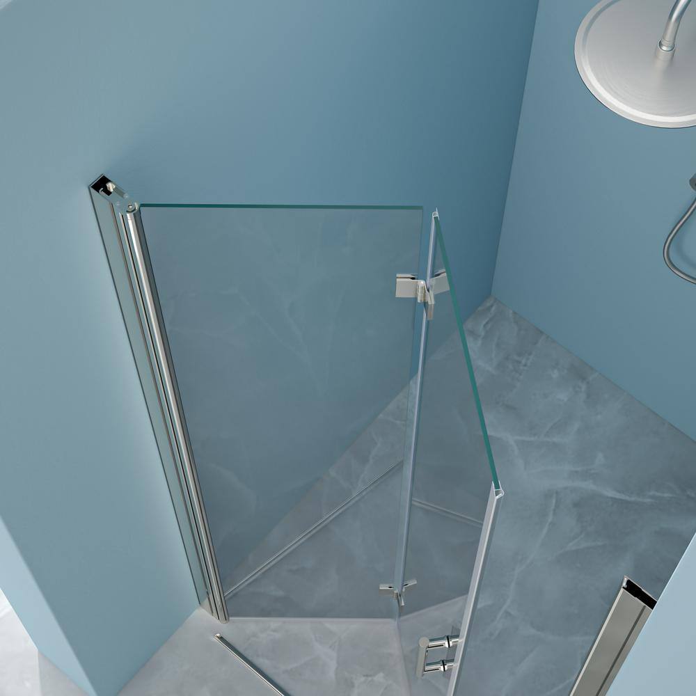 Boosicavelly 34 in. W x 72 in. H Bifold Semi-Frameless Shower Door in Chrome Finish with Clear Glass