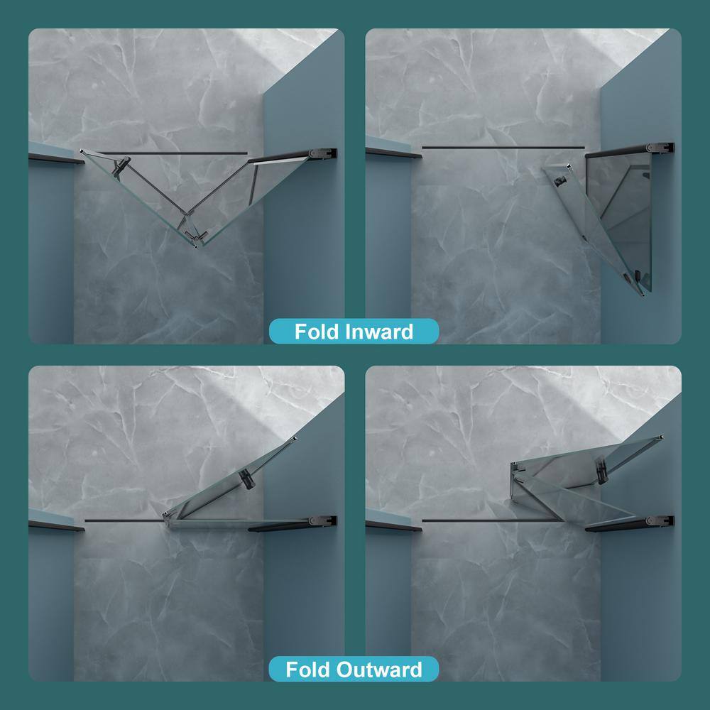 Boosicavelly 30 in. W x 72 in. H Bifold Semi-Frameless Shower Door in Black Finish with Clear Glass