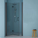 Boosicavelly 36 in. W x 72 in. H Bifold Semi-Frameless Shower Door in Black Finish with Clear Glass