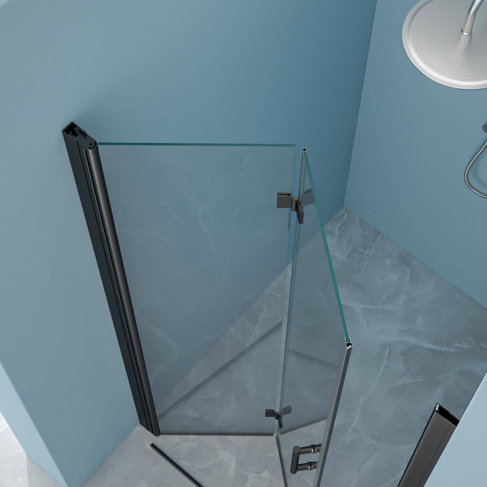 Boosicavelly 36 in. W x 72 in. H Bifold Semi-Frameless Shower Door in Black Finish with Clear Glass