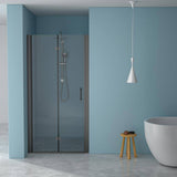 Boosicavelly 36 in. W x 72 in. H Bifold Semi-Frameless Shower Door in Black Finish with Clear Glass