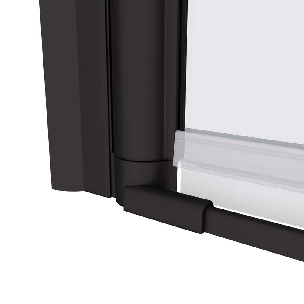 Boosicavelly 28 in. W x 72 in. H Pivot Semi-Frameless Shower Door in Matte Black Finish with Tempered Glass