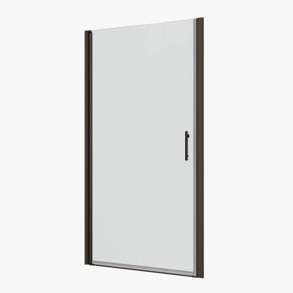 Boosicavelly 28 in. W x 72 in. H Pivot Semi-Frameless Shower Door in Matte Black Finish with Tempered Glass