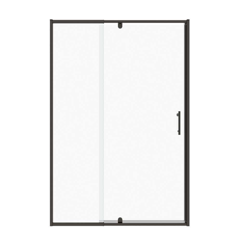 Boosicavelly 60 in. W x 71 in. H Pivot Semi-Frameless Shower Door in Matte Black Finish with Tempered Glass