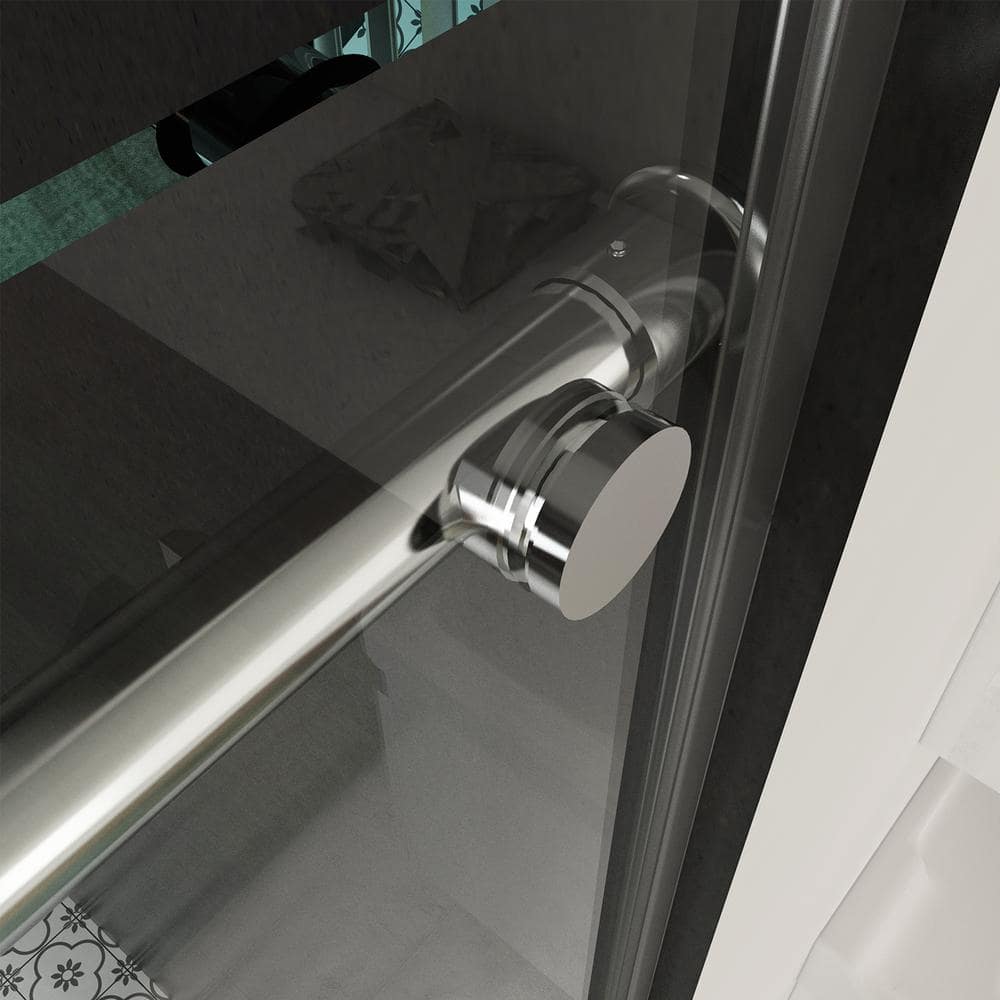 Boosicavelly 56-60 in. W x 76 in. H Sliding Frameless Shower Door in Chrome Finish with Clear Tempered Glass