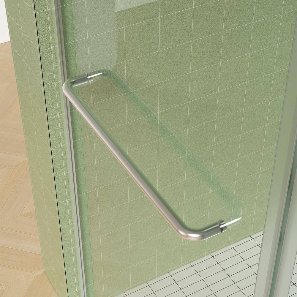 Boosicavelly 60 in. W x 71 in. H Double Sliding Frameless Shower Door in Brushed Nickel Finish with Clear Glass