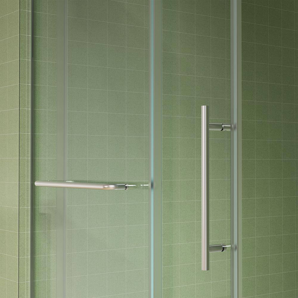 Boosicavelly 60 in. W x 71 in. H Double Sliding Frameless Shower Door in Brushed Nickel Finish with Clear Glass