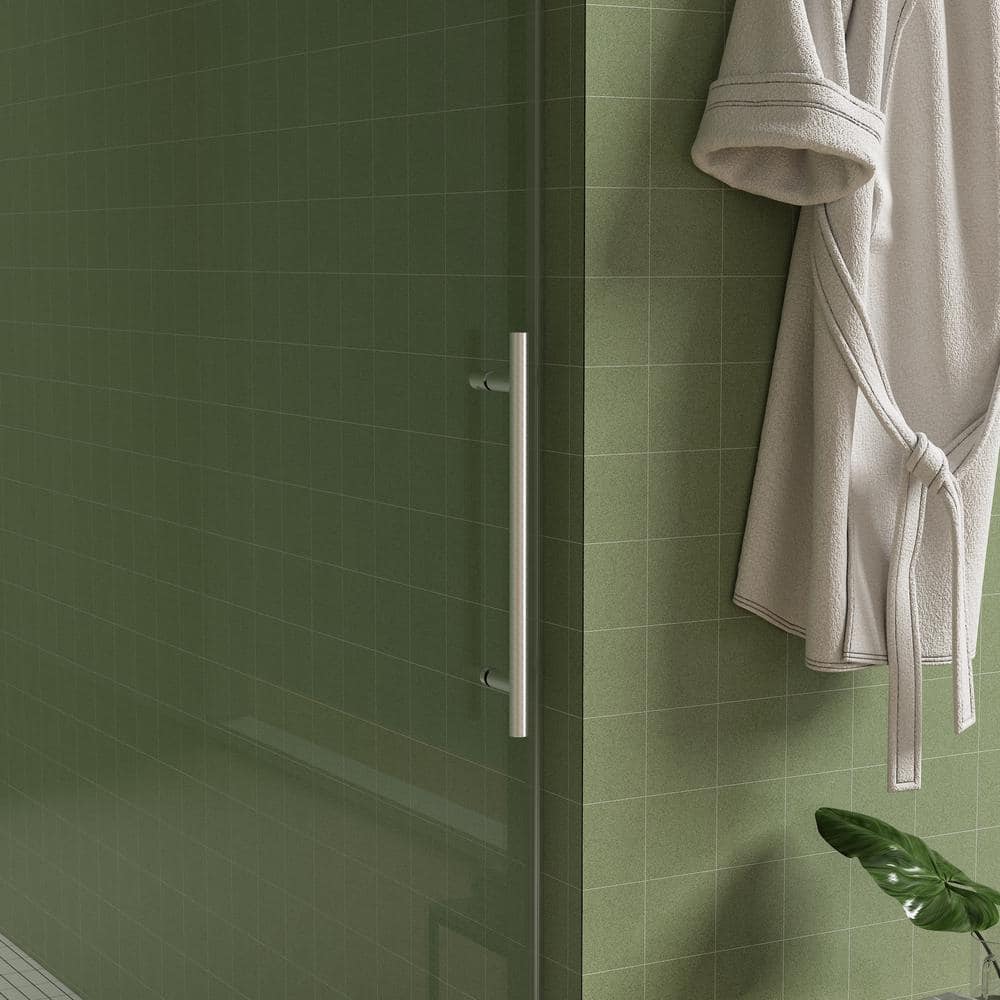 Boosicavelly 60 in. W x 71 in. H Double Sliding Frameless Shower Door in Brushed Nickel Finish with Clear Glass