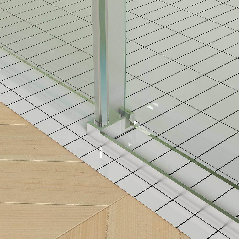 Boosicavelly 60 in. W x 71 in. H Double Sliding Frameless Shower Door in Brushed Nickel Finish with Clear Glass