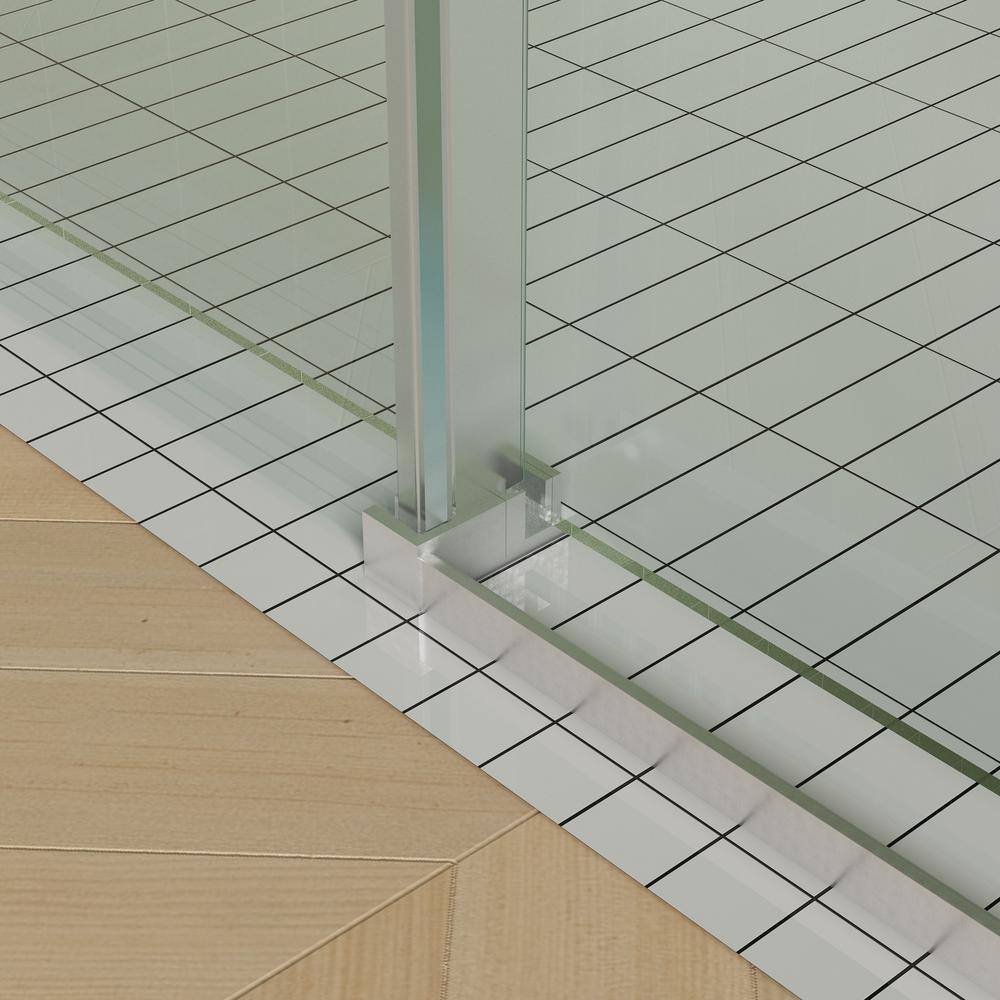 Boosicavelly 60 in. W x 77 in. H Double Sliding Frameless Shower Door in Brushed Nickel Finish with Clear Glass