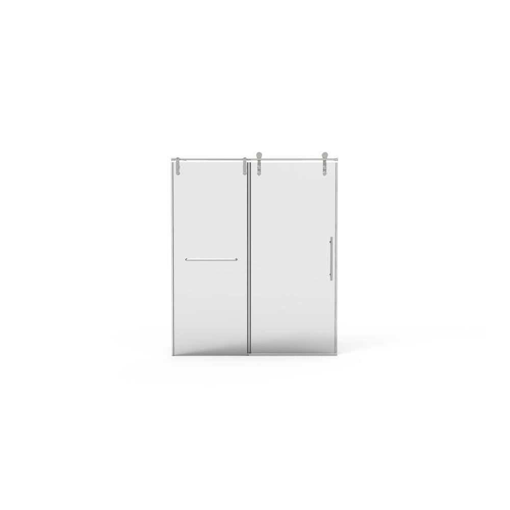 Boosicavelly 60 in. W x 77 in. H Double Sliding Frameless Shower Door in Brushed Nickel Finish with Clear Glass