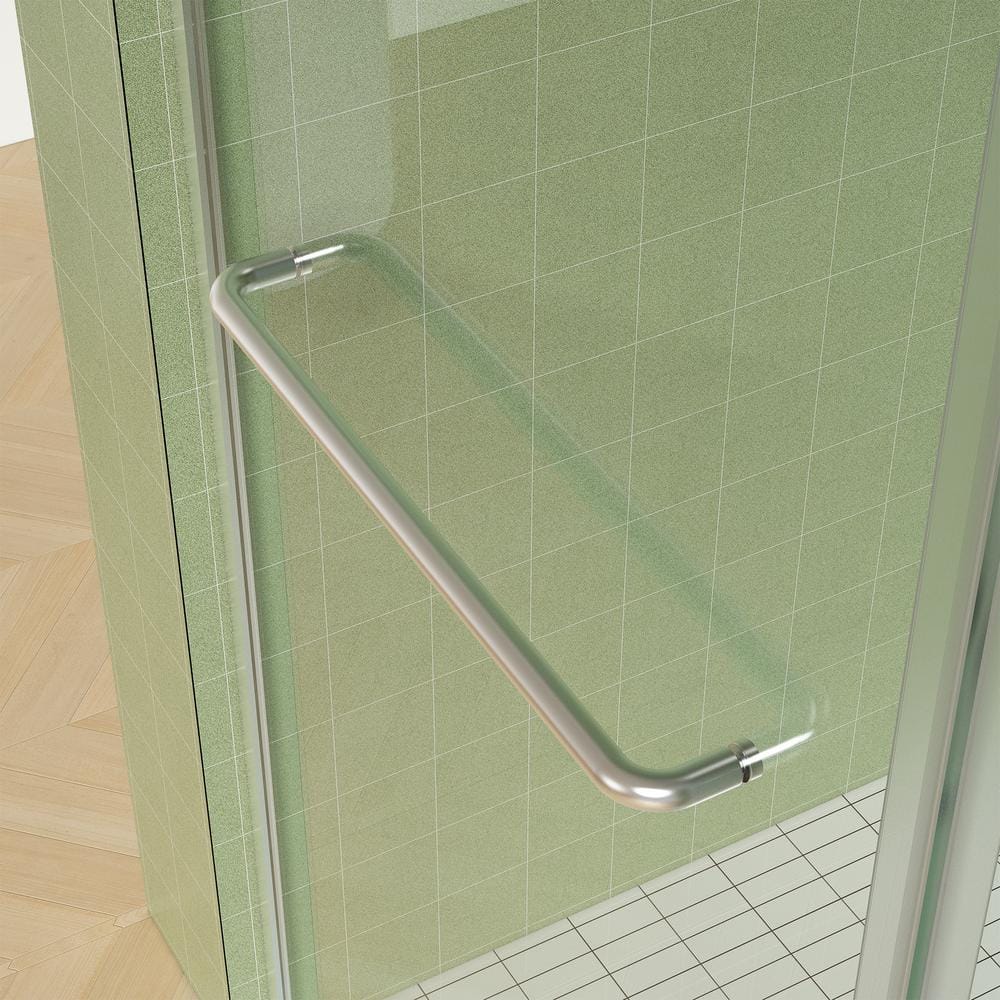 Boosicavelly 60 in. W x 77 in. H Double Sliding Frameless Shower Door in Brushed Nickel Finish with Clear Glass