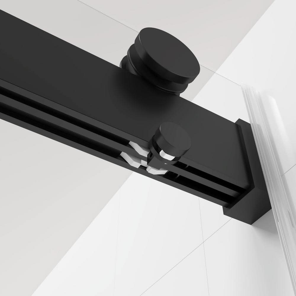 Boosicavelly 48 in. W x 76 in. H Double Sliding Frameless Shower Door in Matte Black Finish with Tempered Glass