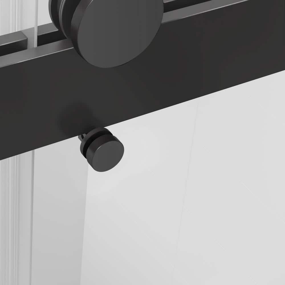 Boosicavelly 48 in. W x 76 in. H Double Sliding Frameless Shower Door in Matte Black Finish with Tempered Glass