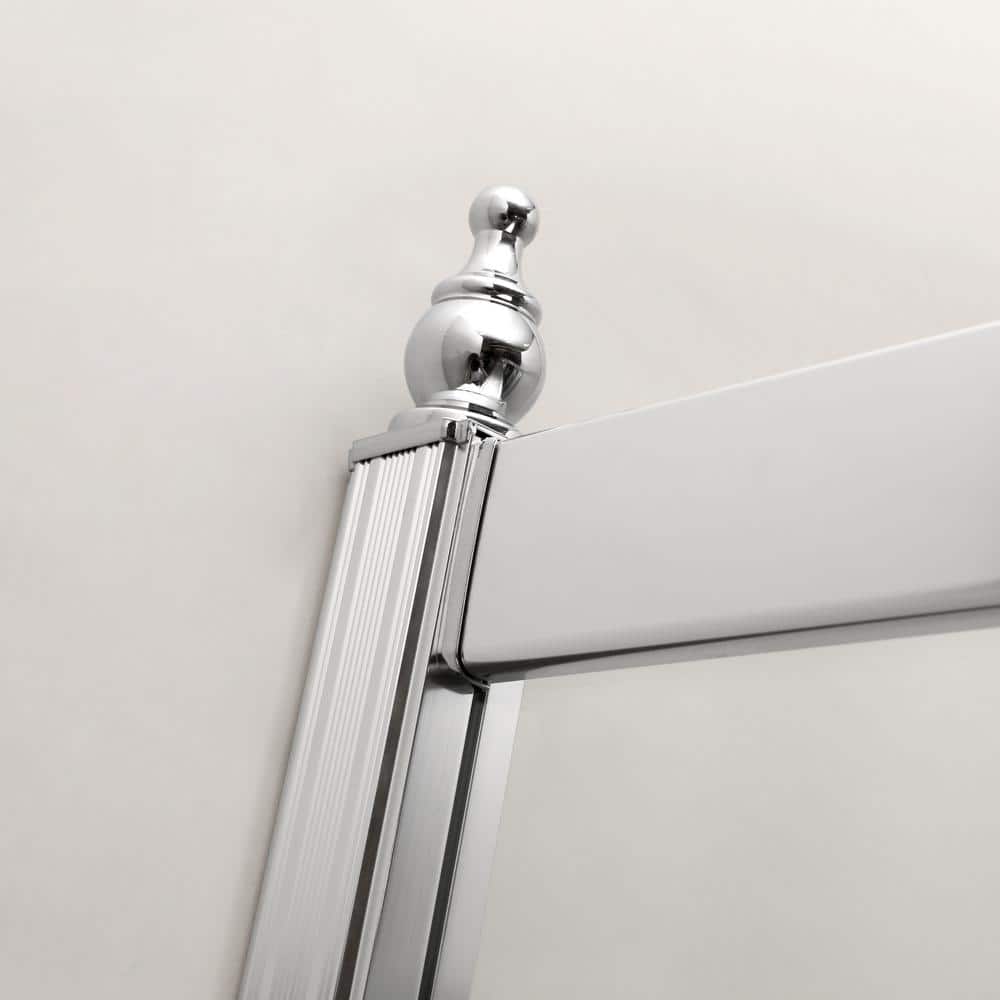 Boosicavelly Double Sliding Semi Frameless Corner Shower Enclosure in Chrome Finish 36 in. W x 72 in. H