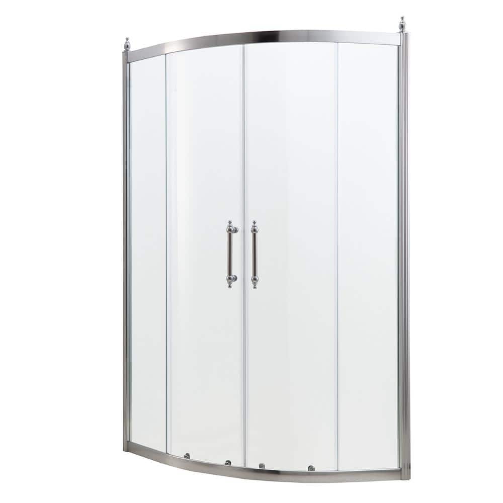 Boosicavelly Double Sliding Semi Frameless Corner Shower Enclosure in Chrome Finish 36 in. W x 72 in. H