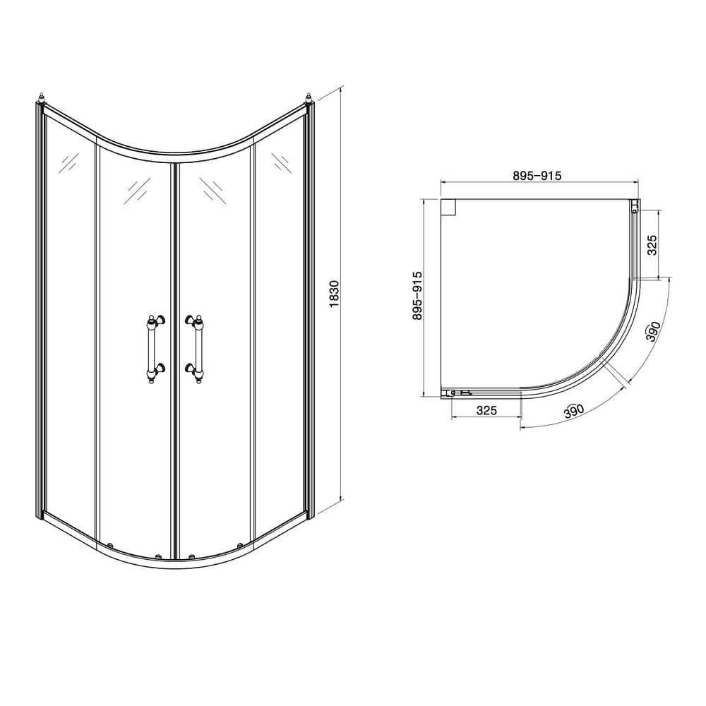 Boosicavelly Double Sliding Semi Frameless Corner Shower Enclosure in Chrome Finish 36 in. W x 72 in. H